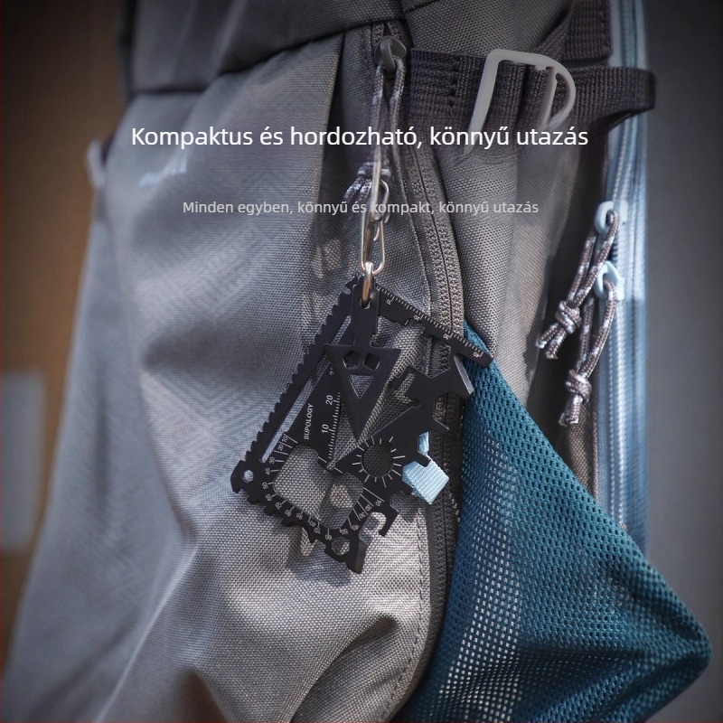 18 az 1-ben multifunkcionális EDC eszköz: üvegnyitó, konzervnyitó, csavarhúzó, kis kulcs és kártya formájú kés