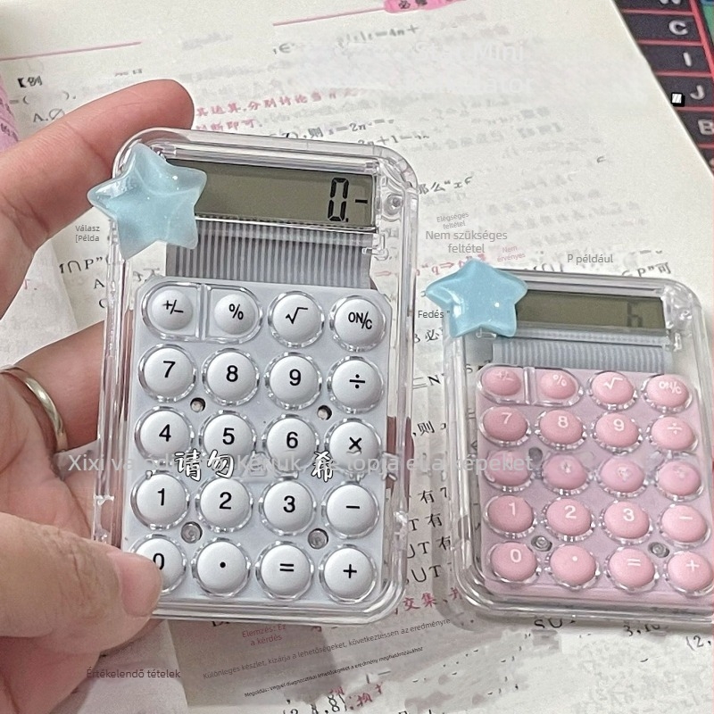 Csillag alakú aritmetikai számológép (Modell: 001; Anyag: műanyag; Napelemes működés; Akkumulátor mellékelve)