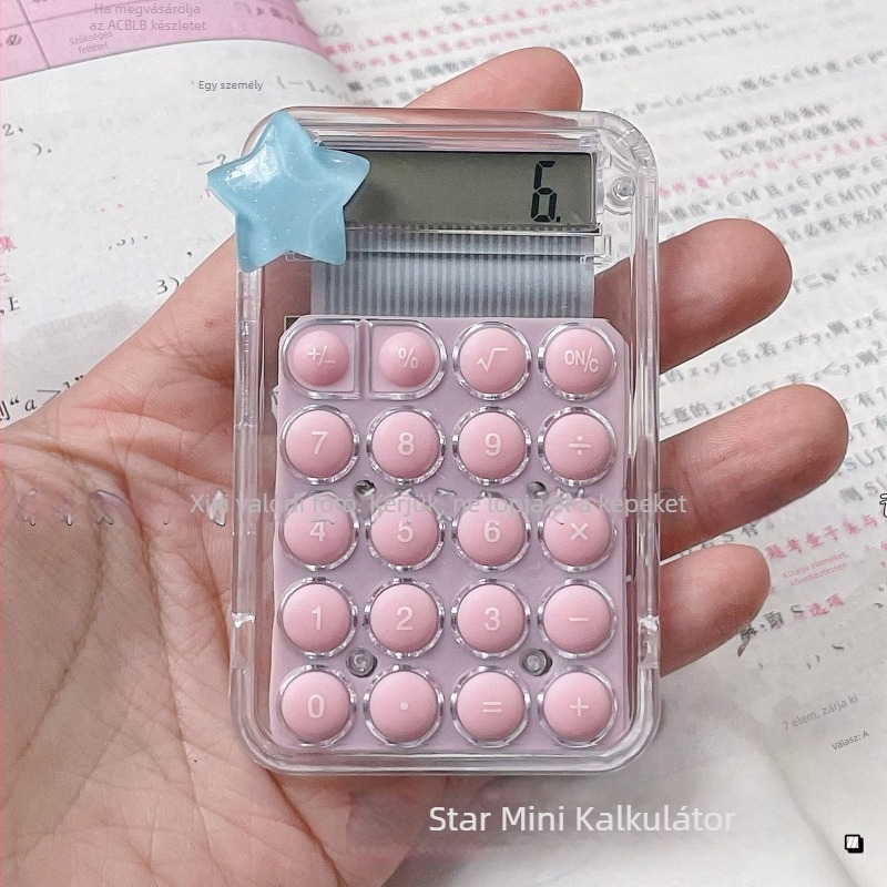 Csillag alakú aritmetikai számológép (Modell: 001; Anyag: műanyag; Napelemes működés; Akkumulátor mellékelve)