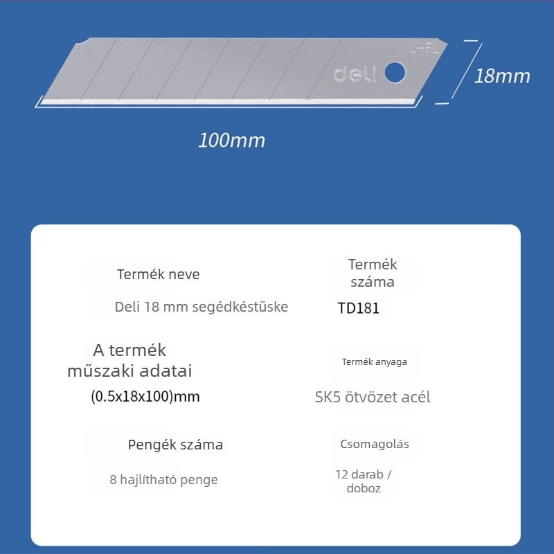 Művészeti kés penge, Deli TD180-181 SK5, 60°