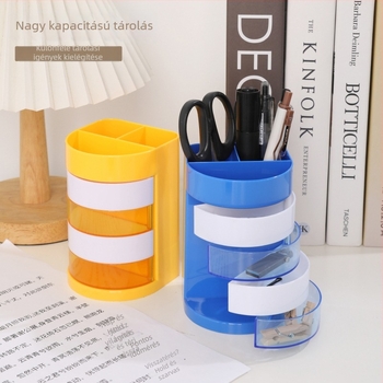 Tolltartó, többfunkciós, stílusos asztali kiegészítő, márka Fuxiang FX904, műanyag, kerek forma