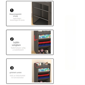 Asztali toll- és marker tartó, döntött betét, vasból készült 4 rétegű szervező