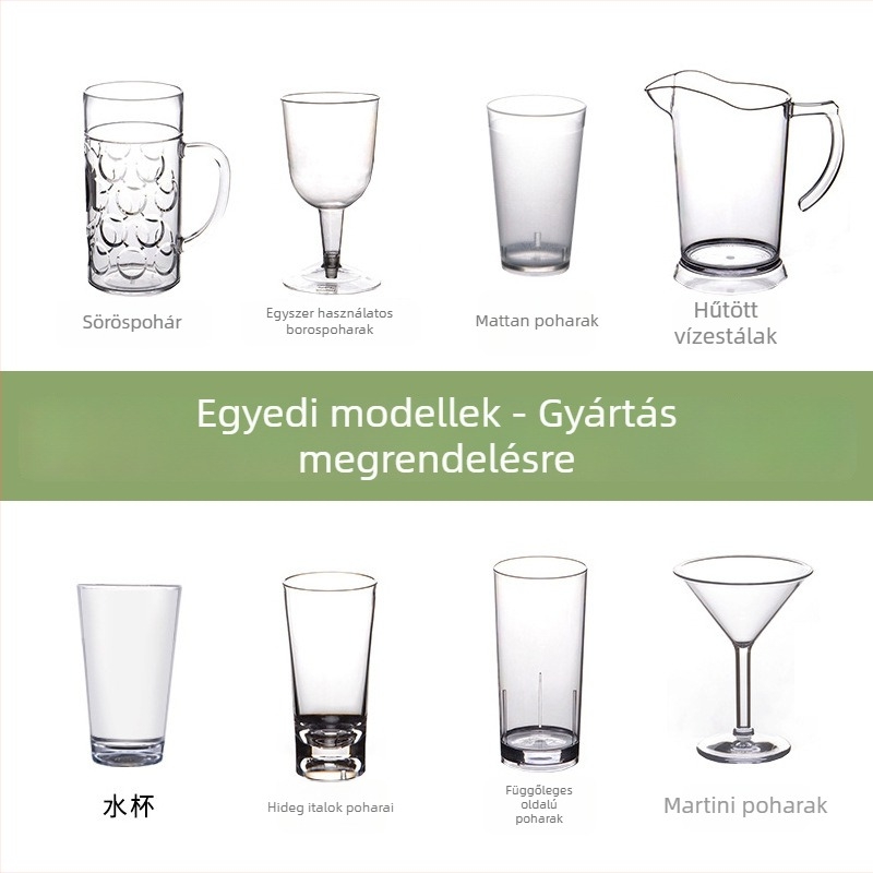 HY műanyag sörös pohár, modern minimalista stílus, logóval testreszabható