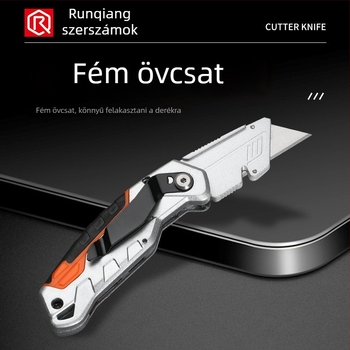 Teherbíró hajtogatható alumínium ötvözetű használati kés huzalnyitóval és villanyszerelő horogkés