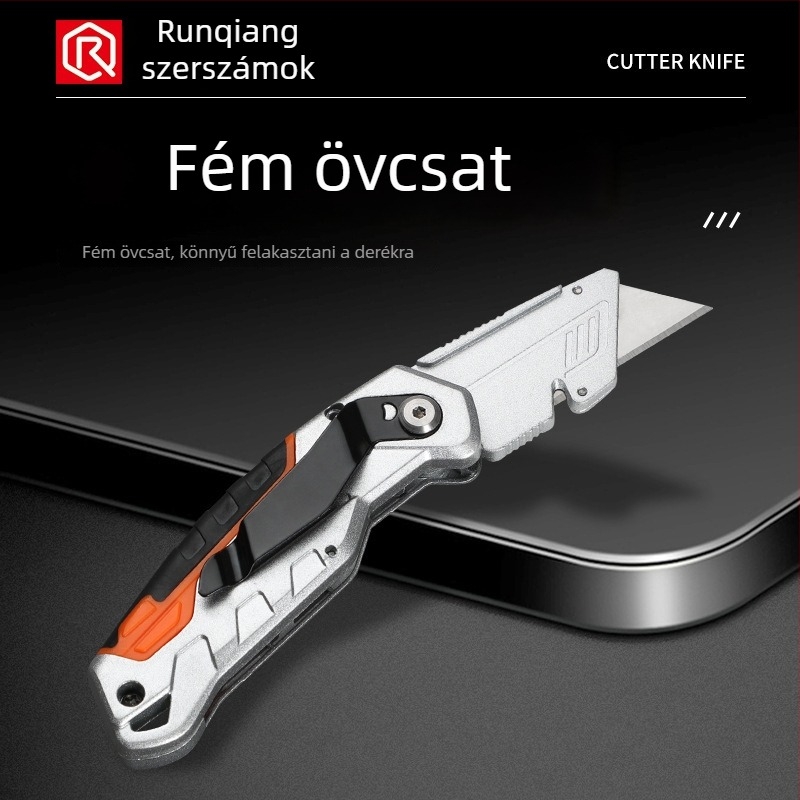 Teherbíró hajtogatható alumínium ötvözetű használati kés huzalnyitóval és villanyszerelő horogkés