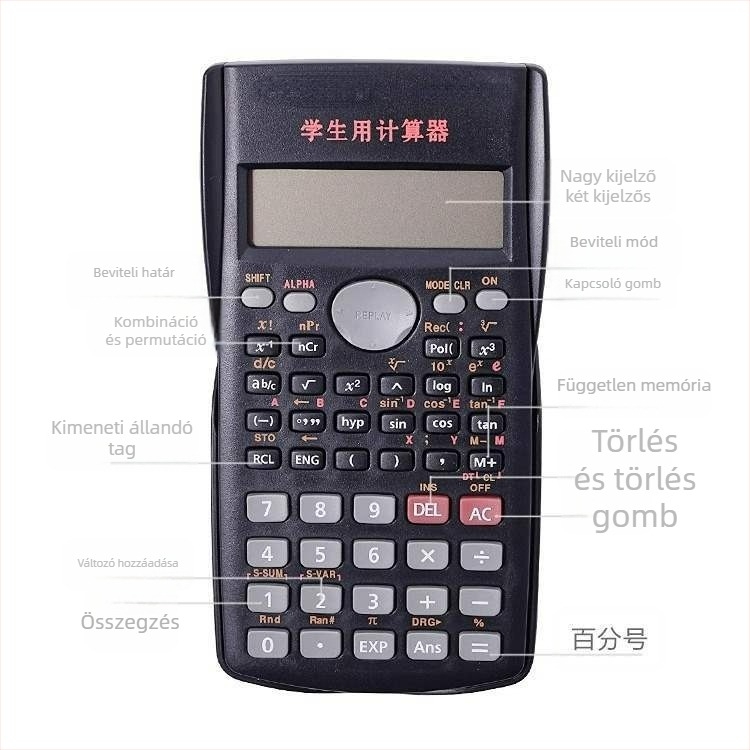 Funkcionális számológép tudományos funkciókkal és hangfunkcióval, 10 jegyű kijelző, akkumulátor mellékelve — Yinsheng 82MS