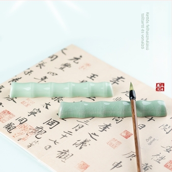 Kerámiából készült bambusz formájú tolltartó – tolltartó és íróasztali dísz kaligráfiához és hagyományos kínai festészethez