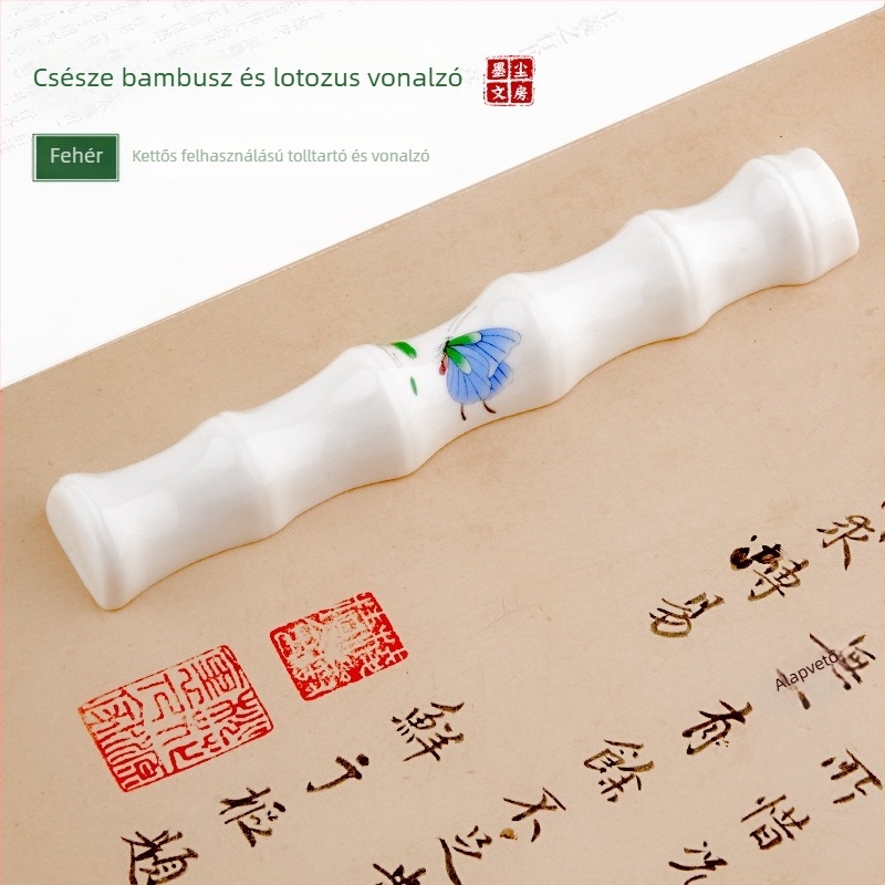 Kerámiából készült bambusz formájú tolltartó – tolltartó és íróasztali dísz kaligráfiához és hagyományos kínai festészethez