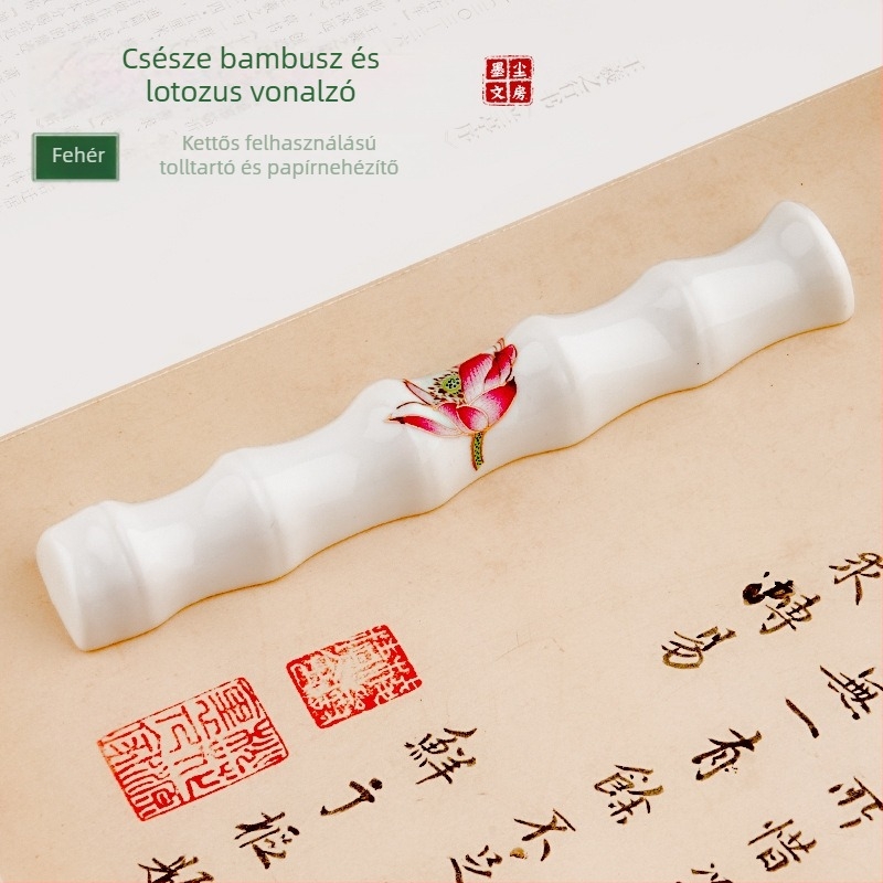 Kerámiából készült bambusz formájú tolltartó – tolltartó és íróasztali dísz kaligráfiához és hagyományos kínai festészethez