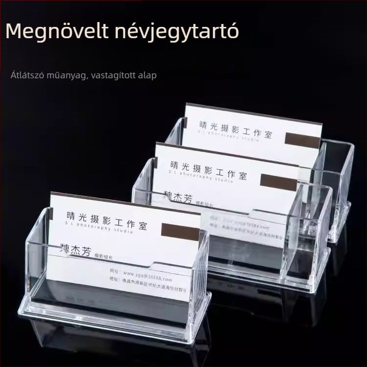 Névjegykártyatartó | Akril anyagú | Egyrétegű kivitel | Kapacitás: 70 kártya