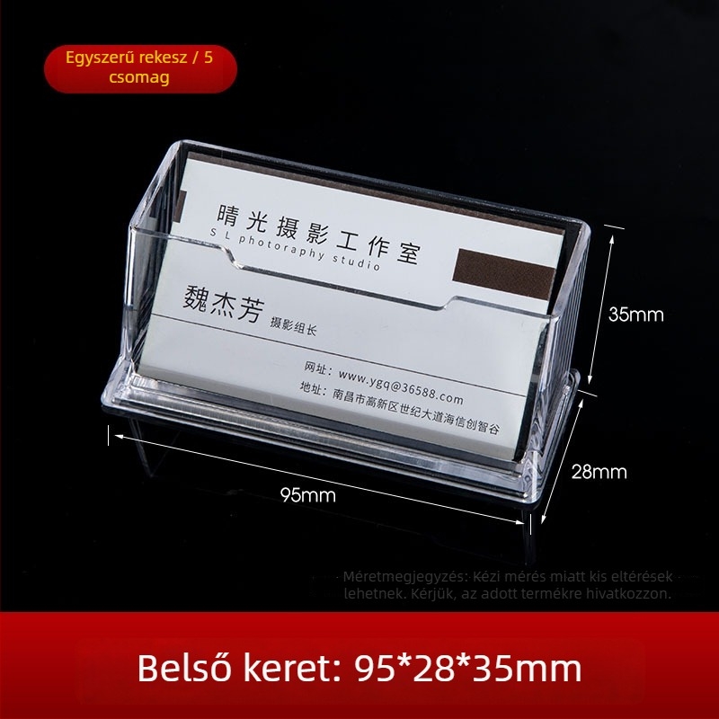 Névjegykártyatartó | Akril anyagú | Egyrétegű kivitel | Kapacitás: 70 kártya