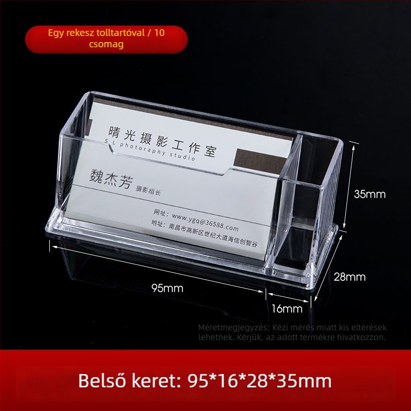 Névjegykártyatartó | Akril anyagú | Egyrétegű kivitel | Kapacitás: 70 kártya