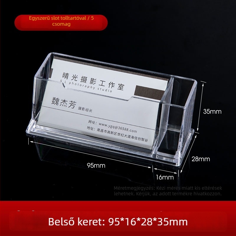 Névjegykártyatartó | Akril anyagú | Egyrétegű kivitel | Kapacitás: 70 kártya