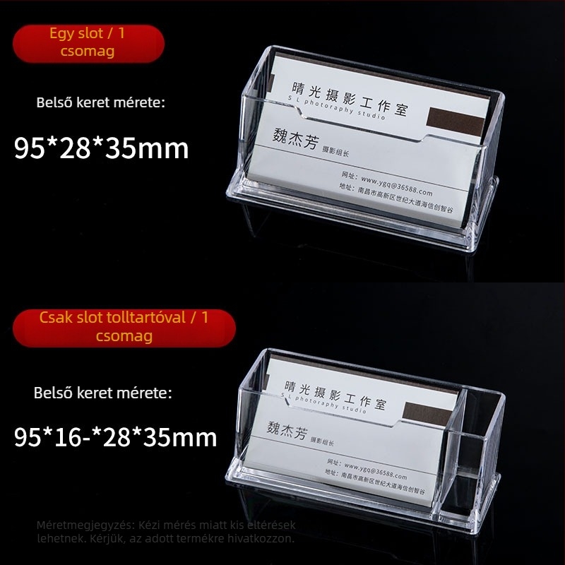 Névjegykártyatartó | Akril anyagú | Egyrétegű kivitel | Kapacitás: 70 kártya