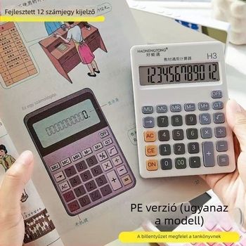 Aritmetikai számológép, 12 jegyű kijelző, elemre működik, műanyag ház, 200 g