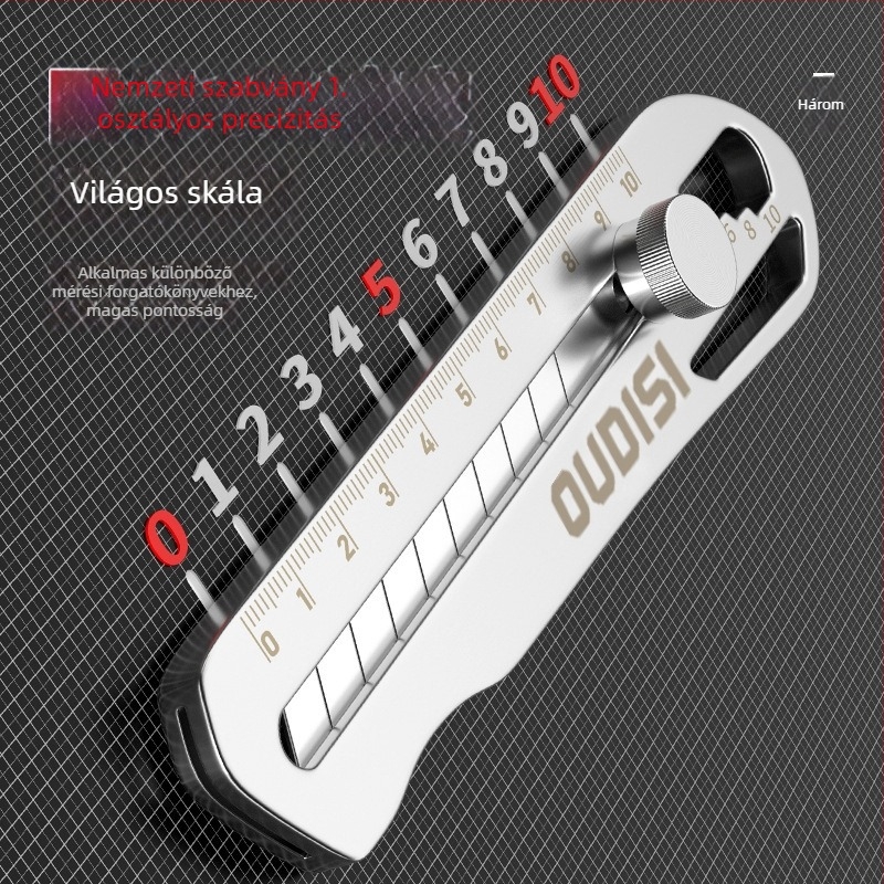 Rozsdamentes acélból készült művészi kés; nehéz, ipari minőségű, teljesen fémes szerkezet; anyag: rozsdamentes acél; súly: 0,12 kg; alkalmas papír, tapéta és csomagolás felnyitására.