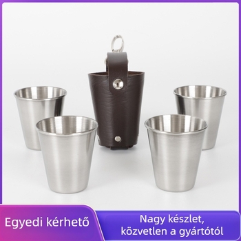 Rozsdamentes acélból készült szeszes italok pohár, kapacitás 1-100 ml, retro stílus, kempingezéshez