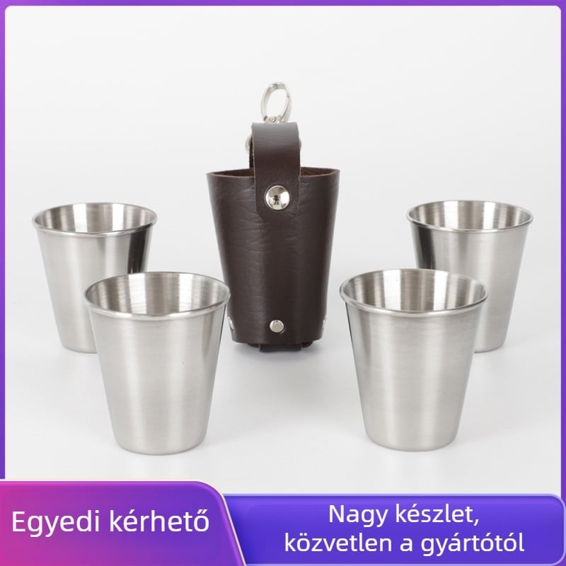 Rozsdamentes acélból készült szeszes italok pohár, kapacitás 1-100 ml, retro stílus, kempingezéshez