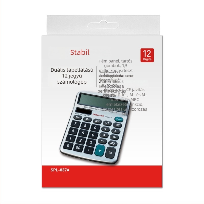 Staples DC1002 SPL-837A Aritmetikai számológép hangfunkcióval, 12-jegyű nagy kijelző, dupla energiaforrás