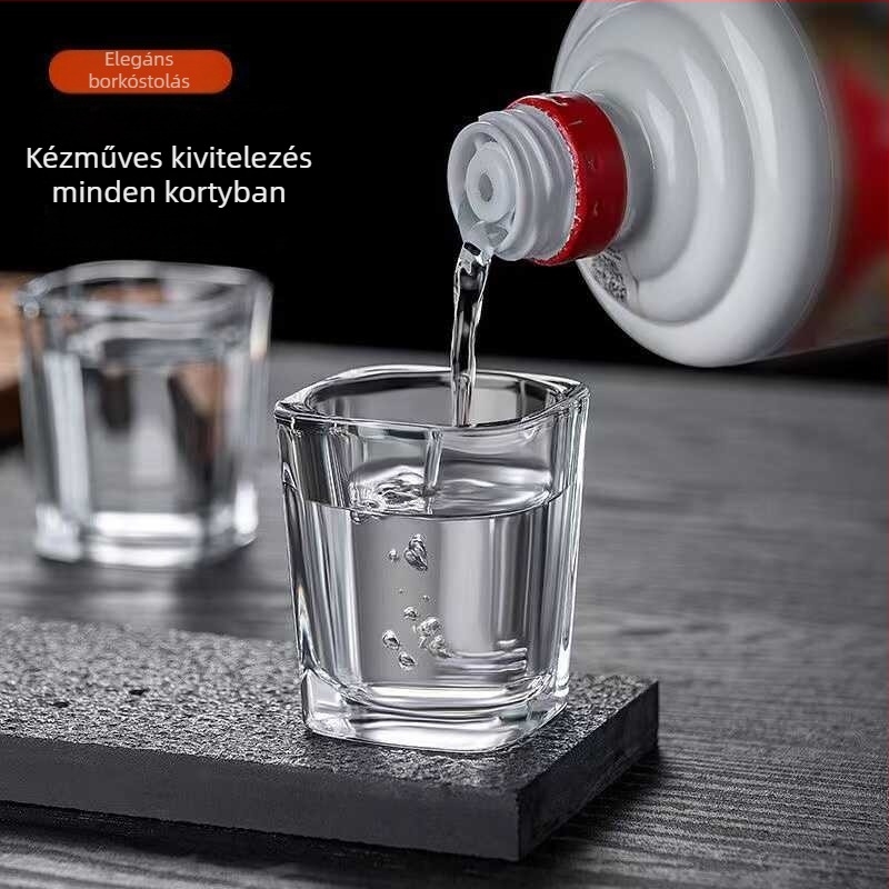 6 darabos üveg szeszes italok pohárkészlet, modern minimalista kialakítás, nyomtatott logó, 1–100 ml kapacitás