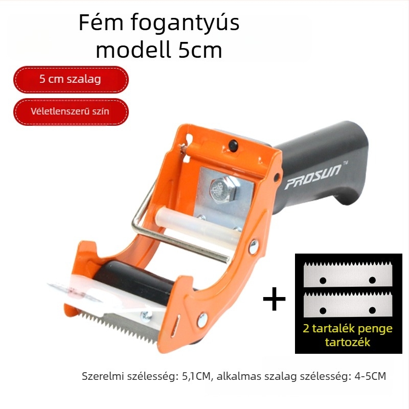 Kézi fém doboz-záró készülék átlátszó szalagvágóval; modellek: 8052/8062; anyag: vas; szalag szélesség legfeljebb 48 mm.