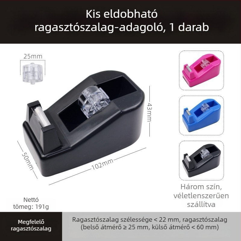 Többfunkciós szalagadagoló, átlátszó vágóval, asztali kettős használatú irodai kiegészítő, alappal