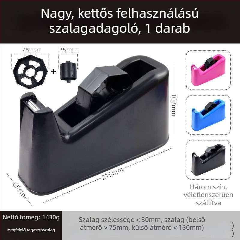 Többfunkciós szalagadagoló, átlátszó vágóval, asztali kettős használatú irodai kiegészítő, alappal