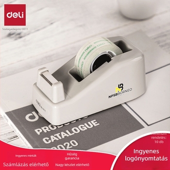 Deli 811 szalagadagoló, 26 mm-es görgő, max. 18 mm szélességű szalag, műanyag test, QR-kód gravírozás