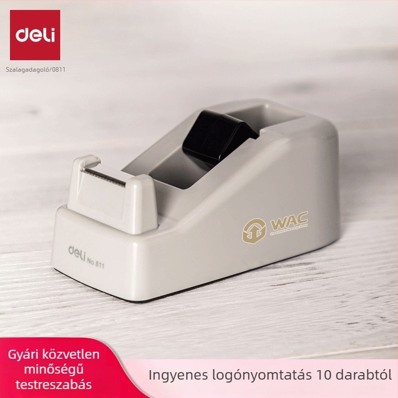 Deli 811 szalagadagoló, 26 mm-es görgő, max. 18 mm szélességű szalag, műanyag test, QR-kód gravírozás
