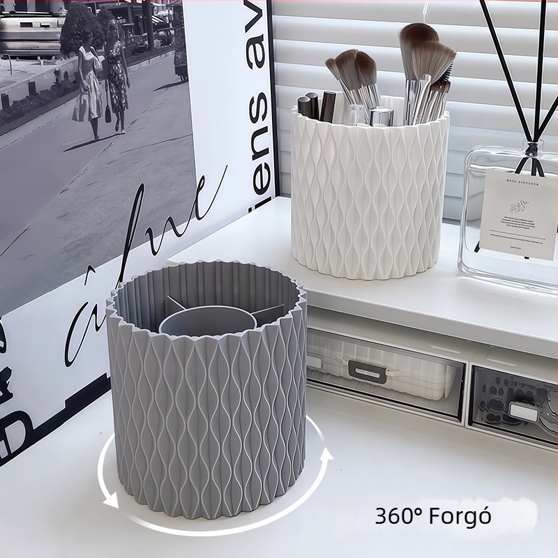 Forgó tolltartó — 360° forgatás, íróasztali rendező irodai kellékek és kozmetikumok számára, műanyag kerek dizájn, Qinfeng
