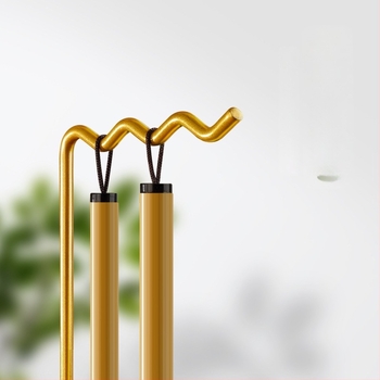 Kaligráfiai ecsettartó, fém + tömör fa, függő kivitel, kerek réz tolltartó akasztó