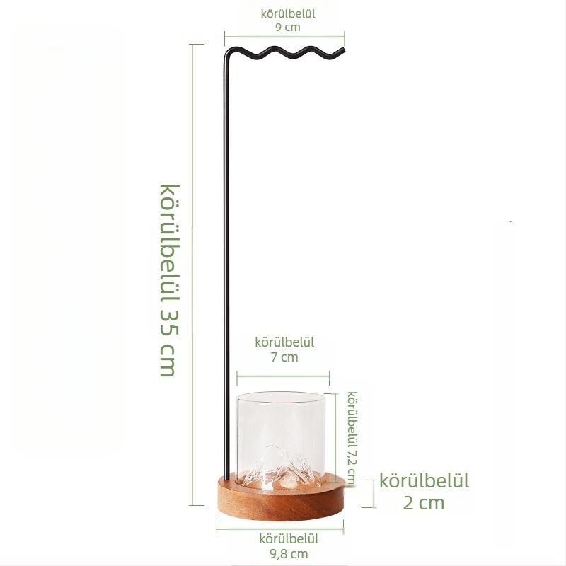 Kaligráfiai ecsettartó, fém + tömör fa, függő kivitel, kerek réz tolltartó akasztó