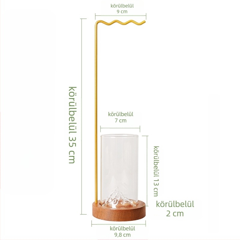 Kaligráfiai ecsettartó, fém + tömör fa, függő kivitel, kerek réz tolltartó akasztó