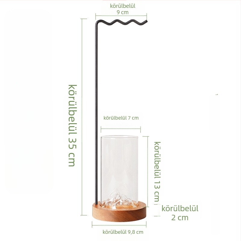 Kaligráfiai ecsettartó, fém + tömör fa, függő kivitel, kerek réz tolltartó akasztó