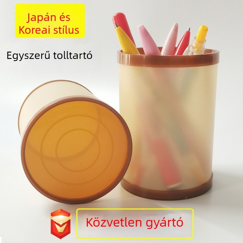 Japán– Koreai stílusú tolltartó – DIY kreatív műanyag tároló doboz, kerek alak, PP anyag, logó nyomtatás, testreszabás, modell 12589