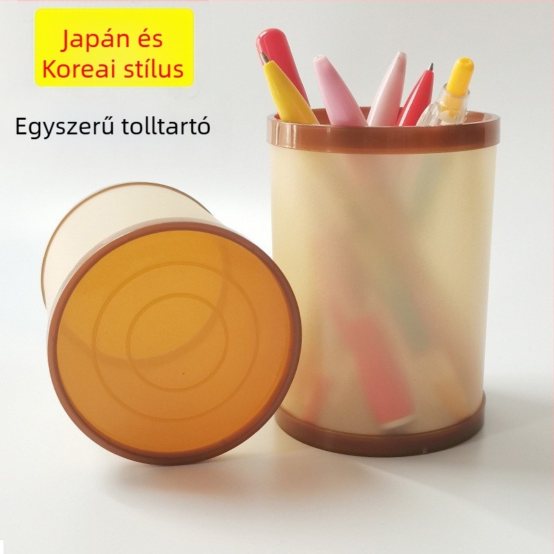 Japán– Koreai stílusú tolltartó – DIY kreatív műanyag tároló doboz, kerek alak, PP anyag, logó nyomtatás, testreszabás, modell 12589