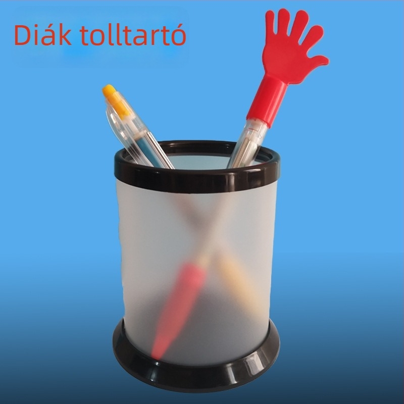 Japán– Koreai stílusú tolltartó – DIY kreatív műanyag tároló doboz, kerek alak, PP anyag, logó nyomtatás, testreszabás, modell 12589