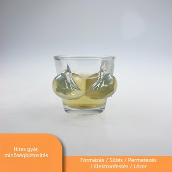 Mell alakú üveg likőrpohár logónyomtatással, kapacitás 1–100 ml, kartondobozos csomagolás