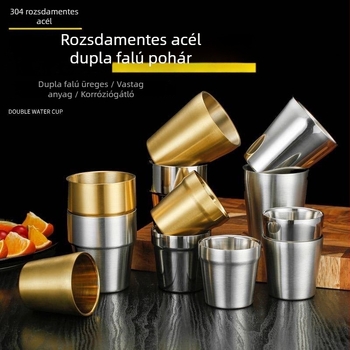 304 rozsdamentes acél duplafalú itatópohár, koreai stílus, 101-200 ml