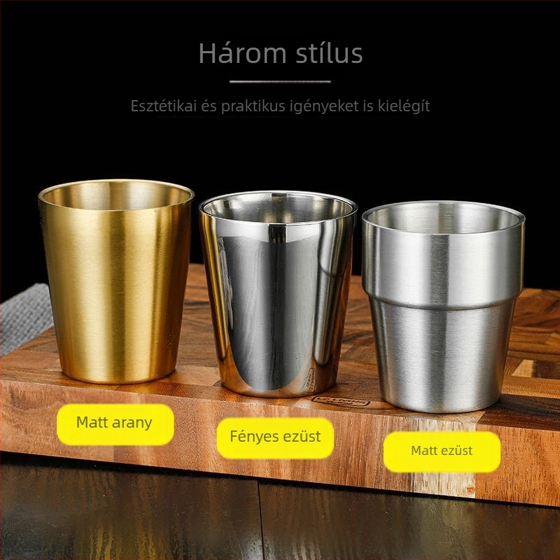 304 rozsdamentes acél duplafalú itatópohár, koreai stílus, 101-200 ml