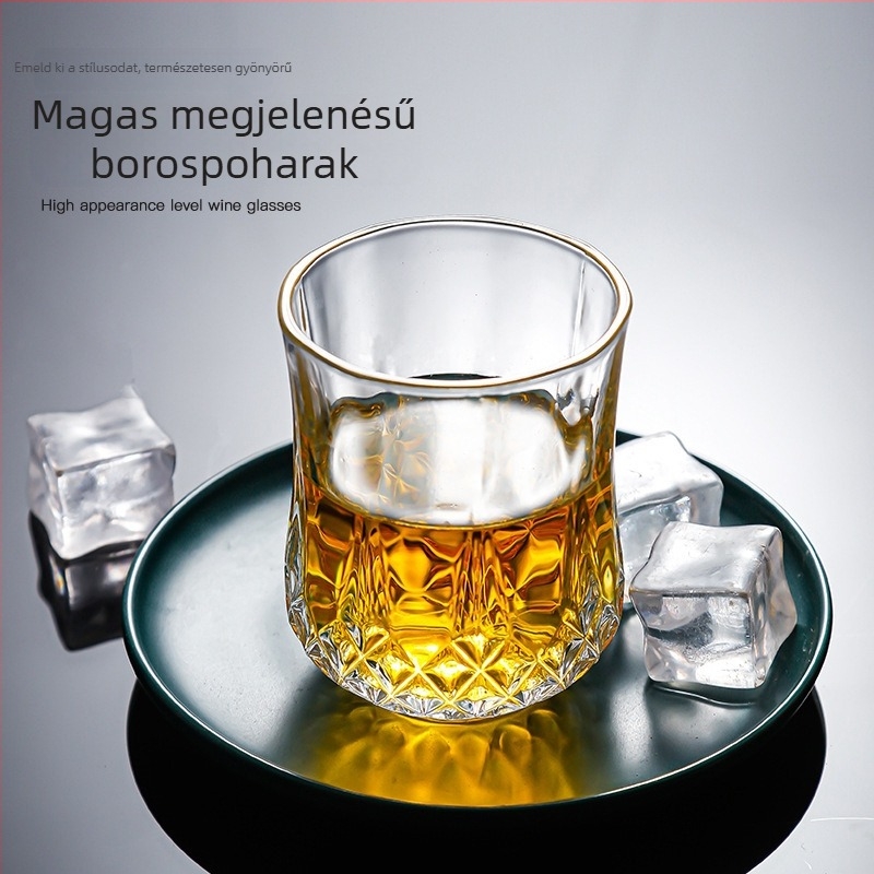 Üvegpohár, üveg anyag, modern minimalist stílus, fogantyú nélkül, lehetséges logó nyomtatás, kartondobozos csomagolás