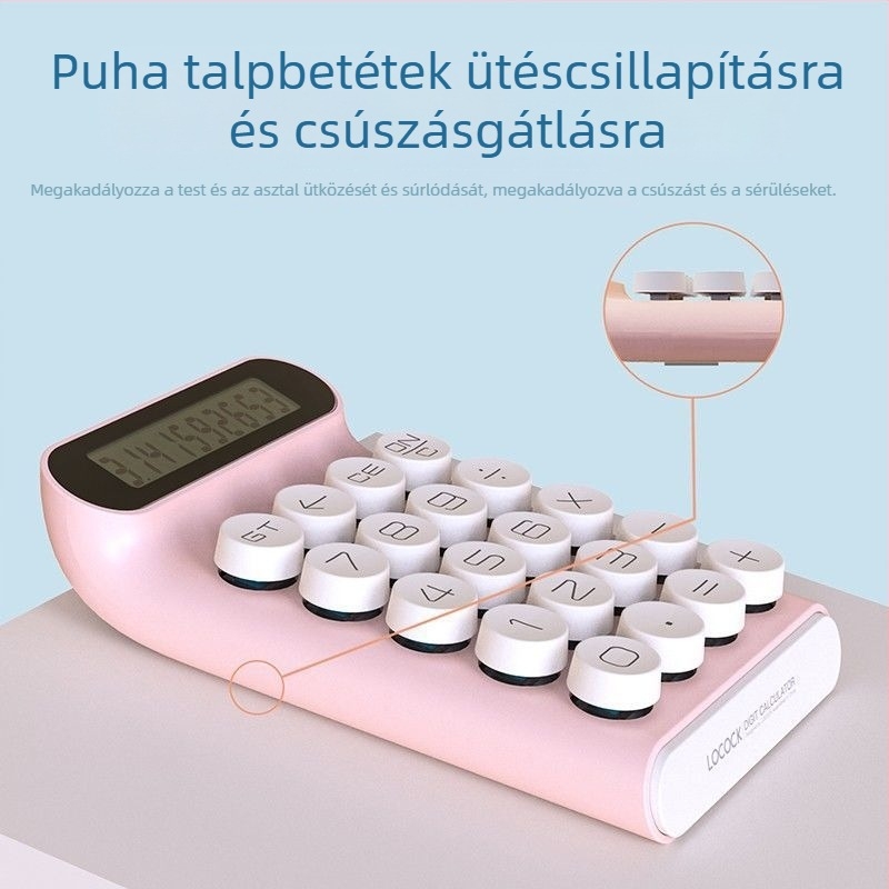 Egyszerű számológép, 10 számjegyű kijelző, akkumulátor nélkül, modell 1, tartós