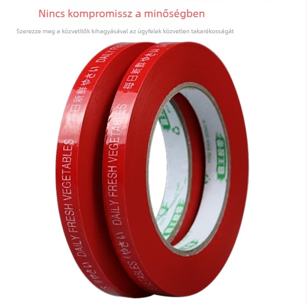 Zöldségek kötöző szalag, BOPP, ökológiai; tartalmaz 1 készlet zöldségek kötöző géppel; csomagolás: 2/5/10/25 tekercsek