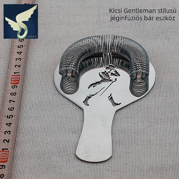 Rozsdamentes acél koktél szűrő Gentleman mintával, AL-656013621122 (Anyag: Rozsdamentes acél; Funkció: jég elválasztása; Logo nyomtatás: Igen; Bevezetés: 2019)