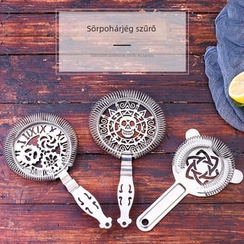 304 rozsdamentes acél koponya koktél szűrő jégelválasztóval