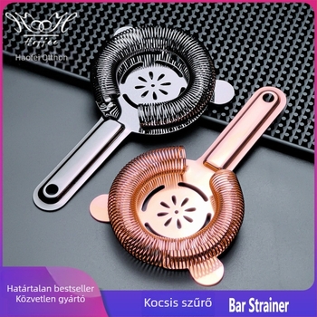 Bar jeges szűrő 304 rozsdamentes acélból, szilva virág mintával, kettős fül, logóval testreszabható