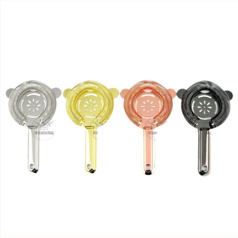 Bar jeges szűrő 304 rozsdamentes acélból, szilva virág mintával, kettős fül, logóval testreszabható