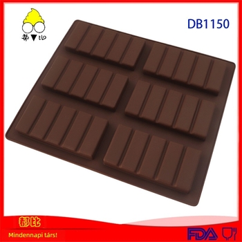 6 darabos téglalap alakú szilikon csokoládéforma sütéshez és torták díszítéséhez