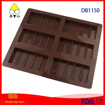 6 darabos téglalap alakú szilikon csokoládéforma sütéshez és torták díszítéséhez