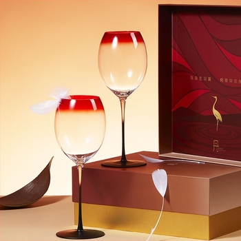  Kristály Bordó vörösboros pohár, készlet, modern egyszerű dizájn, papírdobozos csomagolás, logónyomás lehetséges
